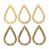 Cherry Tree Beads Brass 24x30mm Hammered Open Teardrop Pendant - 6 per bag 