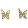Brass 14.5x16mm Butterfly Pendants with Clear Cubic Zirconia Crystals - 2 per bag
