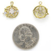 Brass 13x14mm Star Coin Pendants with Clear Cubic Zirconia Crystals - 2 per bag