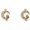 Brass 12x17.7mm Crescent Moon and Star Links with Clear Cubic Zirconia Crystals - 2 per bag