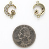 Brass 12x17.7mm Crescent Moon and Star Links with Clear Cubic Zirconia Crystals - 2 per bag