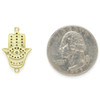 Cherry Tree Beads Brass 14x21.5mm Hamsa Hand Link with Clear Cubic Zirconia Crystals - 1 per bag 