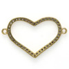 Brass 18x28mm Heart Pendant with Clear Cubic Zirconia Crystals - 1 per bag