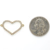 Brass 18x28mm Heart Pendant with Clear Cubic Zirconia Crystals - 1 per bag