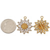 Cherry Tree Beads Brass 18mm Sunflower Charms with Clear Cubic Zirconia Crystals - 2 per bag 