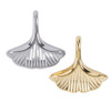 Cherry Tree Beads 304 Stainless Steel 12x13mm Ginkgo Leaf Charms - 2 per bag 