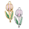 316 Stainless Steel 7.5x18.5 Pink Tulip Charms - 2 per bag