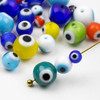 Cherry Tree Beads Glass Evil Eye Round Beads - 15 inch strand 