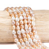 Cherry Tree Beads 8-9mm White, Pink, & Peach Freshwater Pearl Baroque et Beads with a 2.5mm Large Hole Nugg- approx. 8 inch strand 