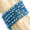 Cherry Tree Beads Crystal 4.5x6mm Peacock Blue Faceted Rondelle Beads with AB finish - 15 inch strand 