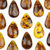 Cherry Tree Beads Amber approx. 20x26-17x32mm Top Front to Back Drilled Teardrop Pendant with a Flat Back - 1 per bag 