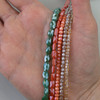 Crystal 2mm Faceted Cube Beads - 8 inch strand, Champagne with Silver AB Finish C622, approx. 75 beads
Crystal 2x4mm Faceted Heishi Beads - 8 inch strand, Opaque Orange Sherbet C35, approx. 75 beads
Crystal 4mm Faceted Saucer Bicone Beads - 8 inch strand, Opaque Milk Chocolate C636, approx. 55 beads
Crystal 6x8mm Faceted Oval Beads - 8 inch strand, Opaque Seaweed Green with AB finish C288, approx. 20 beads
Crystal Beads - 4x7mm Faceted Rectangle Beads, 8 inch strand, Opaque Coral Rose C354, approx. 30 beads
