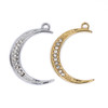Cherry Tree Beads 304 Stainless Steel 15x23mm Crescent Moon Charms with Crystals - 2 per bag 