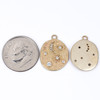 Brass CZ Component - 13.5x18 Sun, Moon and Eye Charm Irregular Coin Charm with Clear Cubic Zirconia Crystals - 2 per bag