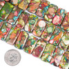 Cherry Tree Beads Fiesta Rainbow Impression Jasper 10x20mm Double Drilled Rectangles- Color #06, 8 inch strand 