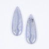 Blue Lace Agate 13x37mm teardrop front drilled pendant pair with natural blue banding for jewelry making