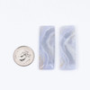 Matched Blue Lace Agate 13x38mm rectangle pendant pair featuring natural banded patterns and front drilled holes