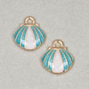 Cherry Tree Beads Enameled Gold Pewter 12x13mm Shell Charm - 2 per bag 
