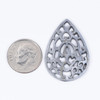 Cherry Tree Beads Black Mother of Pearl 22x32mm Ornate Teardrop Pendant - 1 per bag 