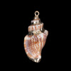 Cherry Tree Beads Chulla Strombus Conch Shell 28x38mm Pendants with Electroformed Gold Accents - 2 per bag 