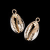 Cherry Tree Beads Cowrie Shell 13x24mm Pendants with Electroformed Gold Accents - 2 per bag 
