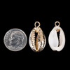 Cherry Tree Beads Cowrie Shell 13x24mm Pendants with Electroformed Gold Accents - 2 per bag 
