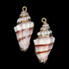 Cherry Tree Beads 15x37mm Cerith Shell Pendant with Gold Accents - 2 per bag 