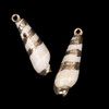 Cherry Tree Beads 6x25mm Natural Striped Cone Shell Pendants with Electroformed Gold Accents - 2 per bag 