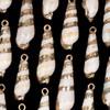 Cherry Tree Beads 6x25mm Natural Striped Cone Shell Pendants with Electroformed Gold Accents - 2 per bag 