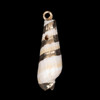 Cherry Tree Beads 6x25mm Natural Striped Cone Shell Pendants with Electroformed Gold Accents - 2 per bag 