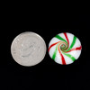 Handmade Lampwork Glass Bead - 9x16mm Red and Green Peppermint Candy, 2 per bag