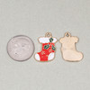 Enameled Gold Pewter 14x20mm Red Stocking with Holly Charms DIY Christmas necklaces.