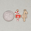 Enameled Gold Pewter 9x21mm Candy Cane with Red Bow Charms DIY earrings.