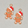 Enameled Gold Pewter 12x22mm Gingerbread Man Charms for DIY necklaces.