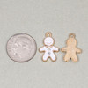 Enameled Gold Pewter 12x18mm White Gingerbread Man Charms for DIY necklaces.