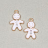 Enameled Gold Pewter 12x18mm White Gingerbread Man Charms for Christmas DIYs.