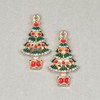 Cherry Tree Beads Enameled Gold Pewter 16x29mm Christmas Tree with Red Ornaments Charms - 2 per bag 