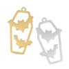 Cherry Tree Beads 304 Stainless Steel 17x30mm Coffin with Bats Charms - 2 per bag 