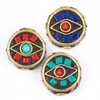 Cherry Tree Beads Tibetan Brass 12mm Evil Eye Motif Coin Beads - 2 per bag 