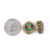 Cherry Tree Beads Tibetan Brass 12mm Coin Beads with Lapis and Turquoise Howlite inlay- 2 per bag 