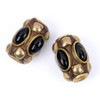 Cherry Tree Beads Tibetan Brass 8x12mm Tube Beads with Onyx inlay - 2 per bag 