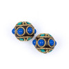 Cherry Tree Beads Tibetan Brass 11x13mm Rondelle Beads with Lapis and Turquoise Howlite inlay - 2 per bag 