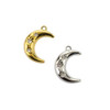 Cherry Tree Beads 316 Stainless Steel 13x19mm Crescent Moon with CZ Charms - 2 per bag 