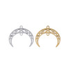 Ornately detailed crescent moon link charms for DIY projects.