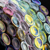 Cherry Tree Beads Glass 10x14mm Sunburst Oval Beads - 8 inch strand 