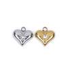 Cherry Tree Beads 304 Stainless Steel 7.5x7.5mm Puffed Heart with Crystal Charms - 2 per bag 