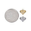 Cherry Tree Beads 304 Stainless Steel 7.5x7.5mm Puffed Heart with Crystal Charms - 2 per bag 