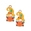 Cherry Tree Beads Enameled Gold Pewter 12x23mm Gnome with Pumpkin Charms - 2 per bag 