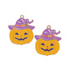 Cherry Tree Beads Enameled Gold Pewter 29x33mm Pumpkin with Purple Hat Charms - 2 per bag 
