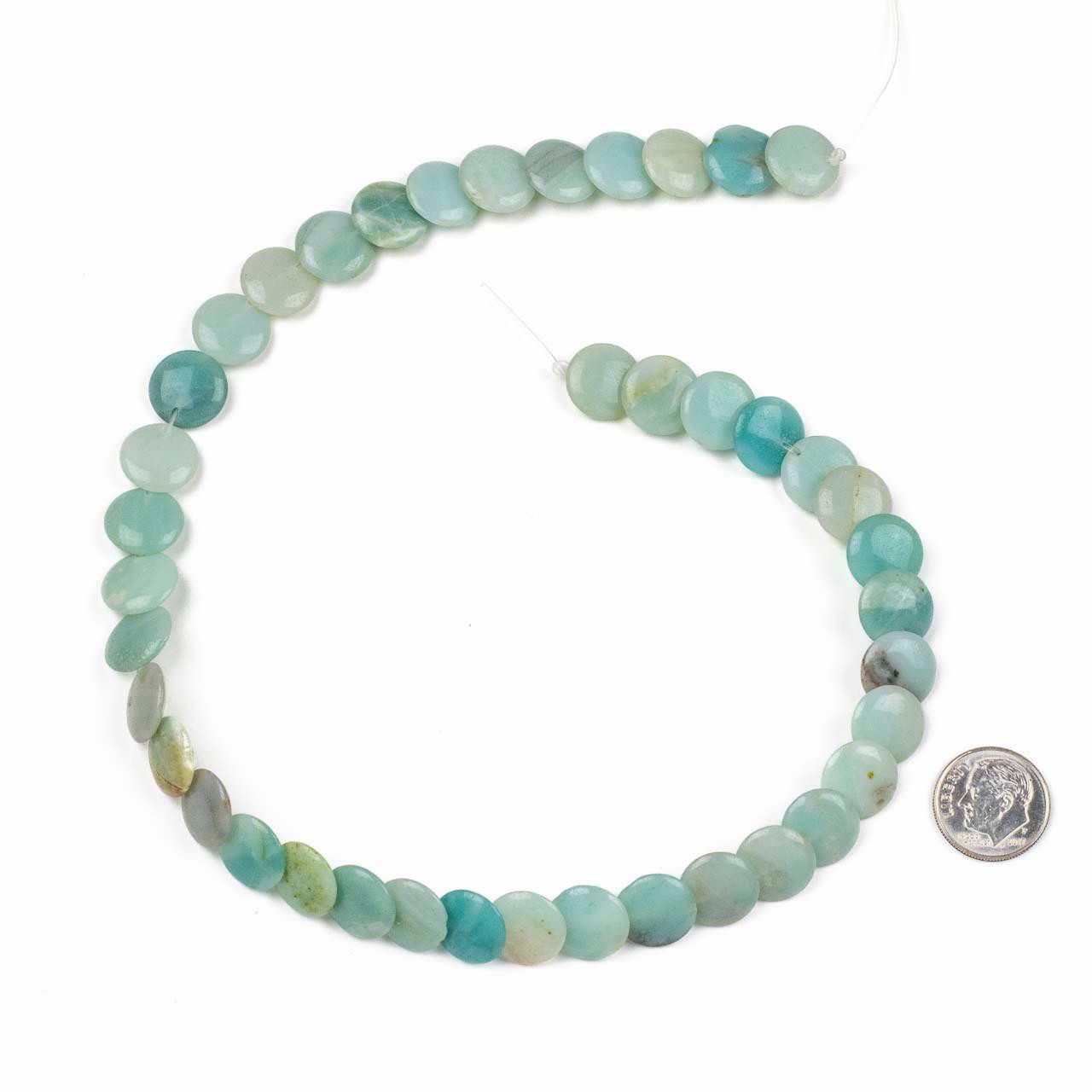 Amazonite 12mm Overlapping Coin/Lentil Beads - 16 inch strand
